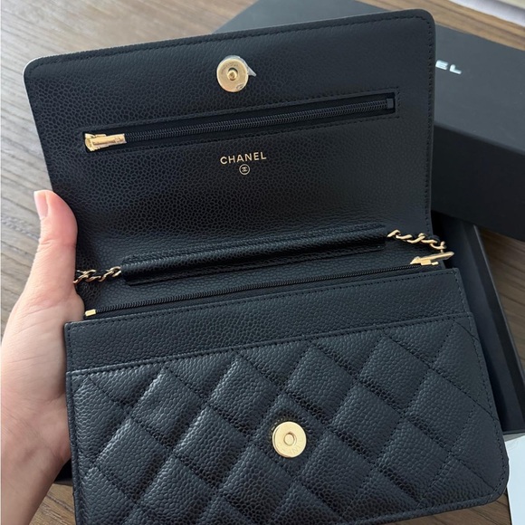 Chanel Black Quilted Leather Wallet on Chain - Picture 6 of 12